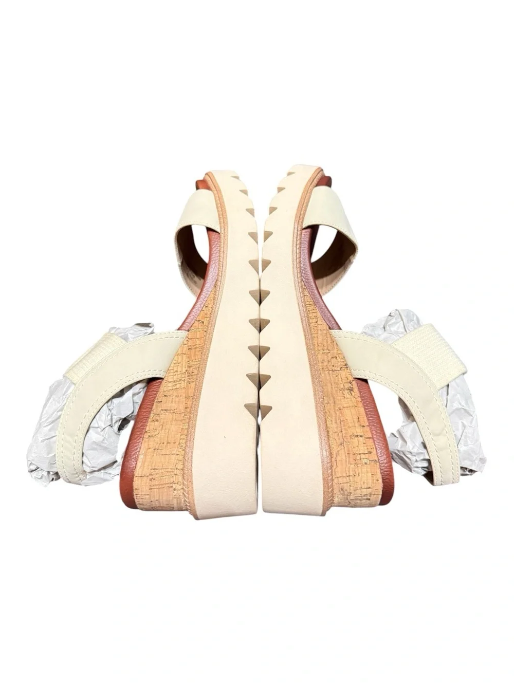 MIA Women’s Size 10 Cream Platform Wedge Sandals Cork Accent NWOB